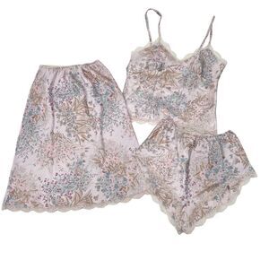 Vintage Lindsey Roscoe for Farr West Pink Floral Camisole & Slip Set